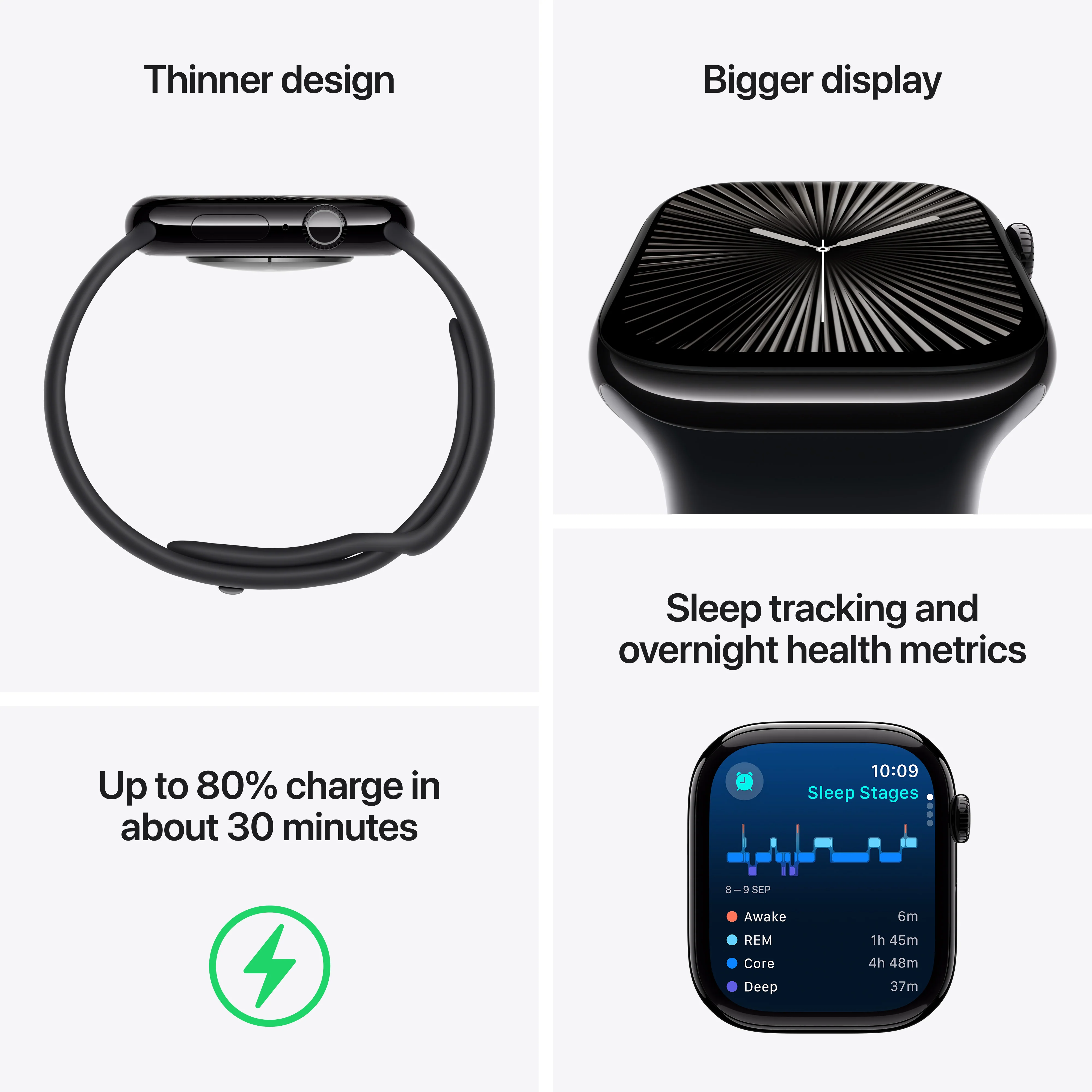 Apple Watch Series 10 GPS 42mm Rose Gold Aluminium Case with Light Blush Sport Band - S/M, MWWH3QA/A - Image 3