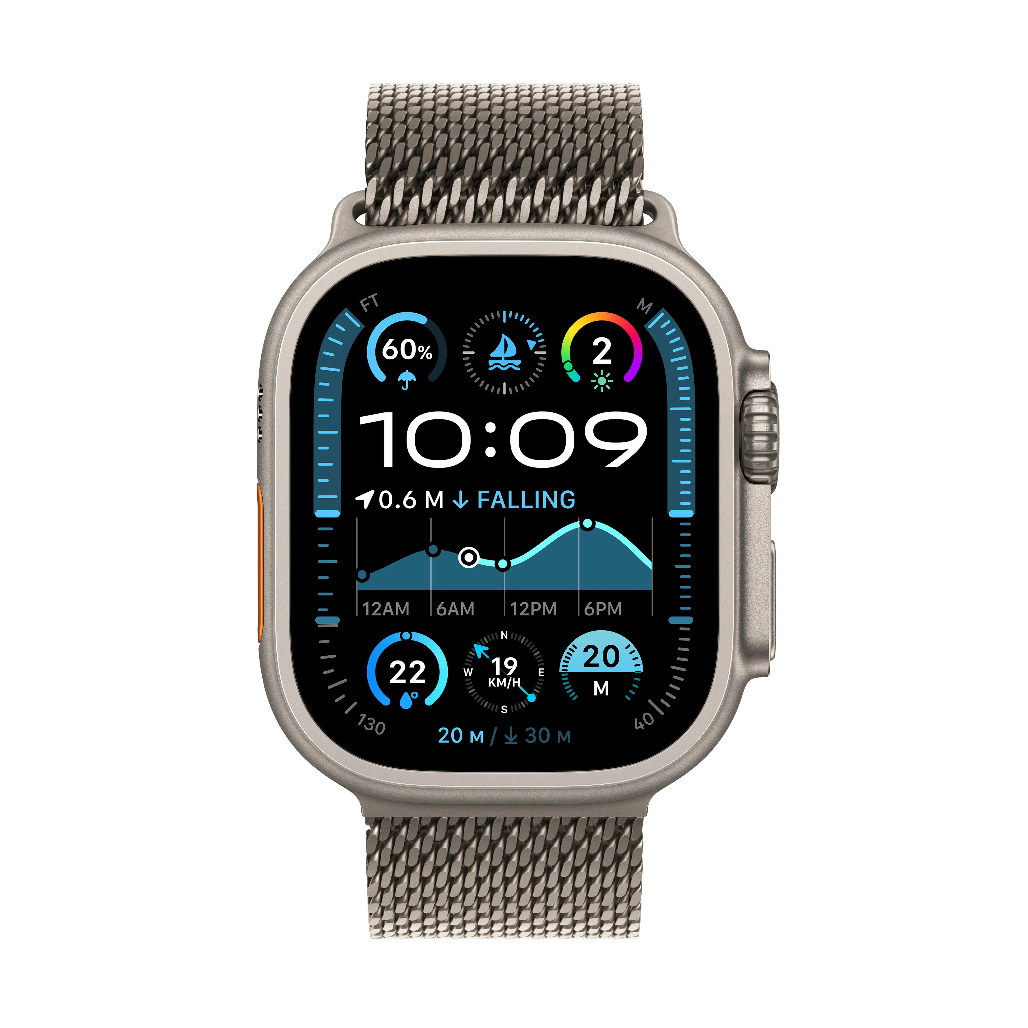 Apple Watch Ultra 2 GPS + Cellular 49mm Natural Titanium Case with Natural Titanium Milanese Loop - S, MX4M3QA/A - Image 2