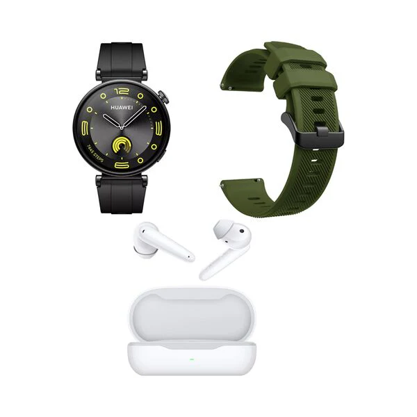 Huawei Watch GT4, 41mm Aurora Black + FreeBuds SE + Green Strap