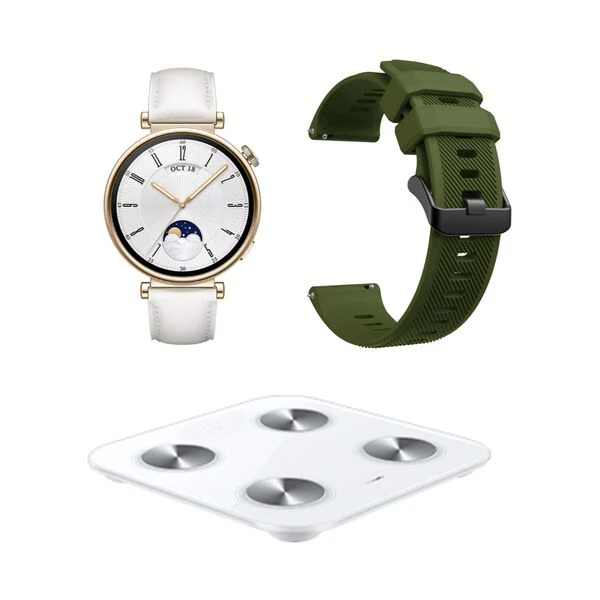 Huawei Watch GT4, 41mm Aurora White + Scale 3 + Green Strap