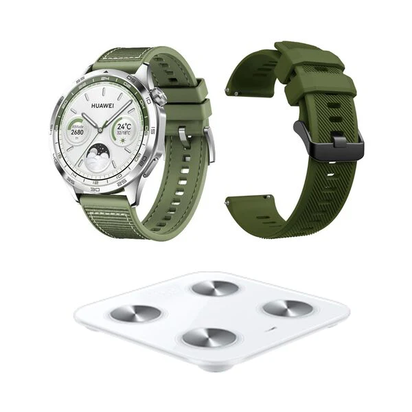 Huawei Watch GT4, 46mm Green + Scale 3 + Green Strap