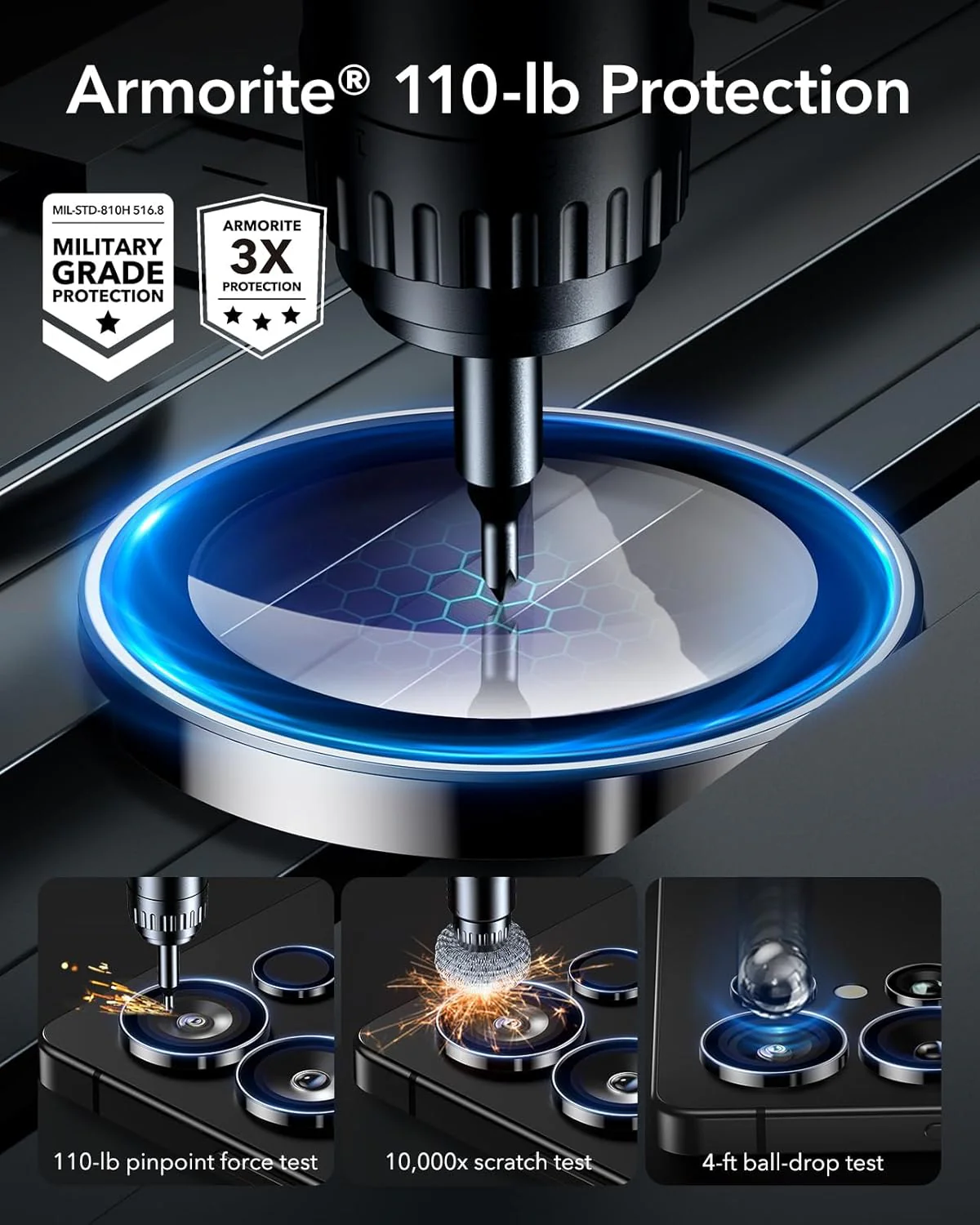 PROTECT Samsung S25 Ultra Xzoom Lens Protector, Sapphire Glass, Alloy Material, Ultra Clear, Premium Finish, Black, XSMS25UBLK - Image 4