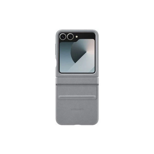 Samsung Flip6 Flap Vegan Leather Case Gray