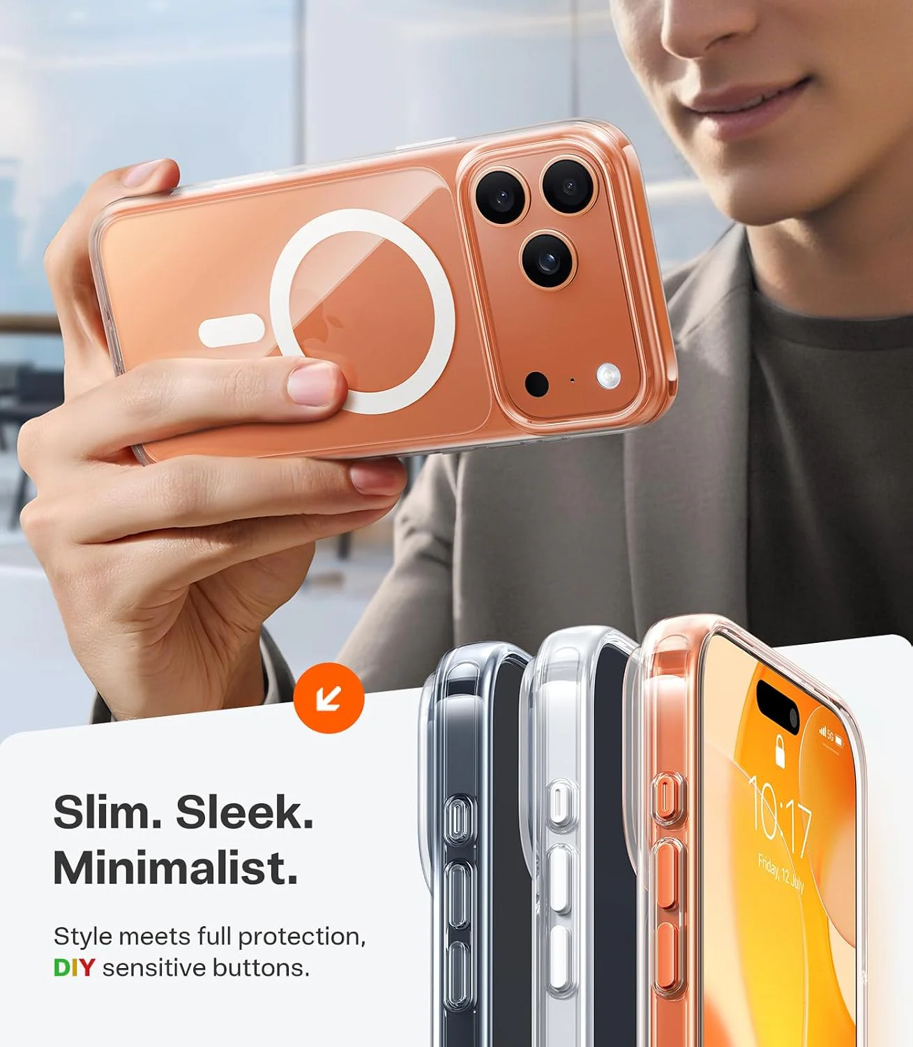 TORRAS Slimfit Magnetic Case for iPhone 17 Pro - Clear - Image 6